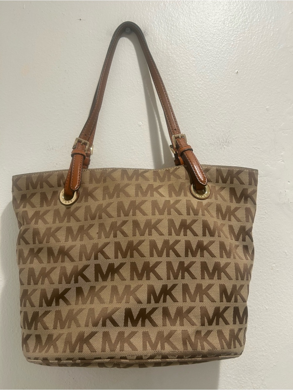 Michael Kors Brown MK Signature Shoulder Tote
